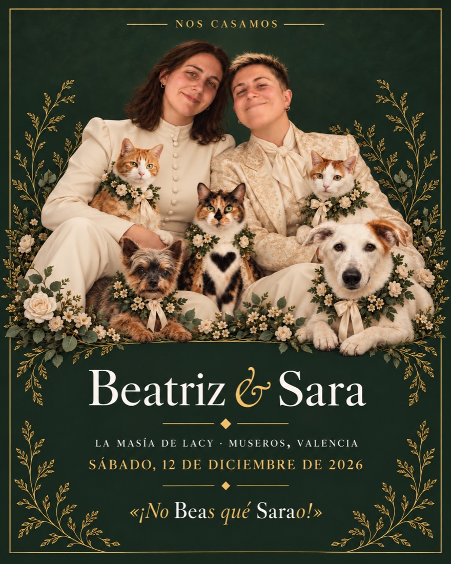 Invitación de boda de Beatriz y Sara — 12 de diciembre de 2026